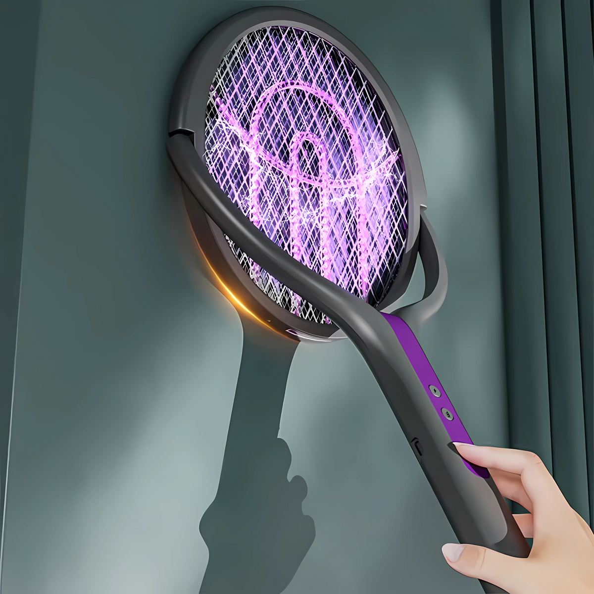 Raquette anti-moustiques électrique 2 en 1 avec lampe UV