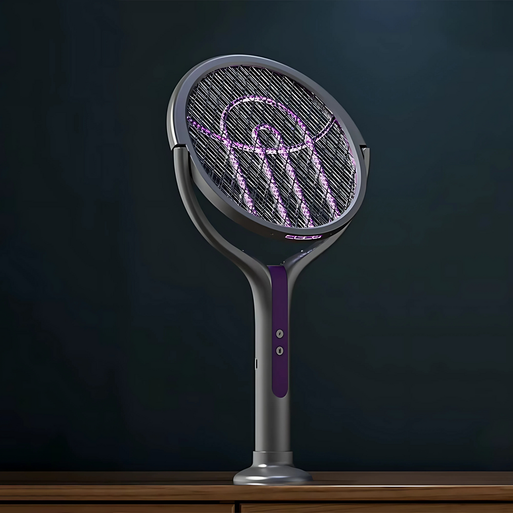 Raquette anti-moustiques électrique 2 en 1 avec lampe UV
