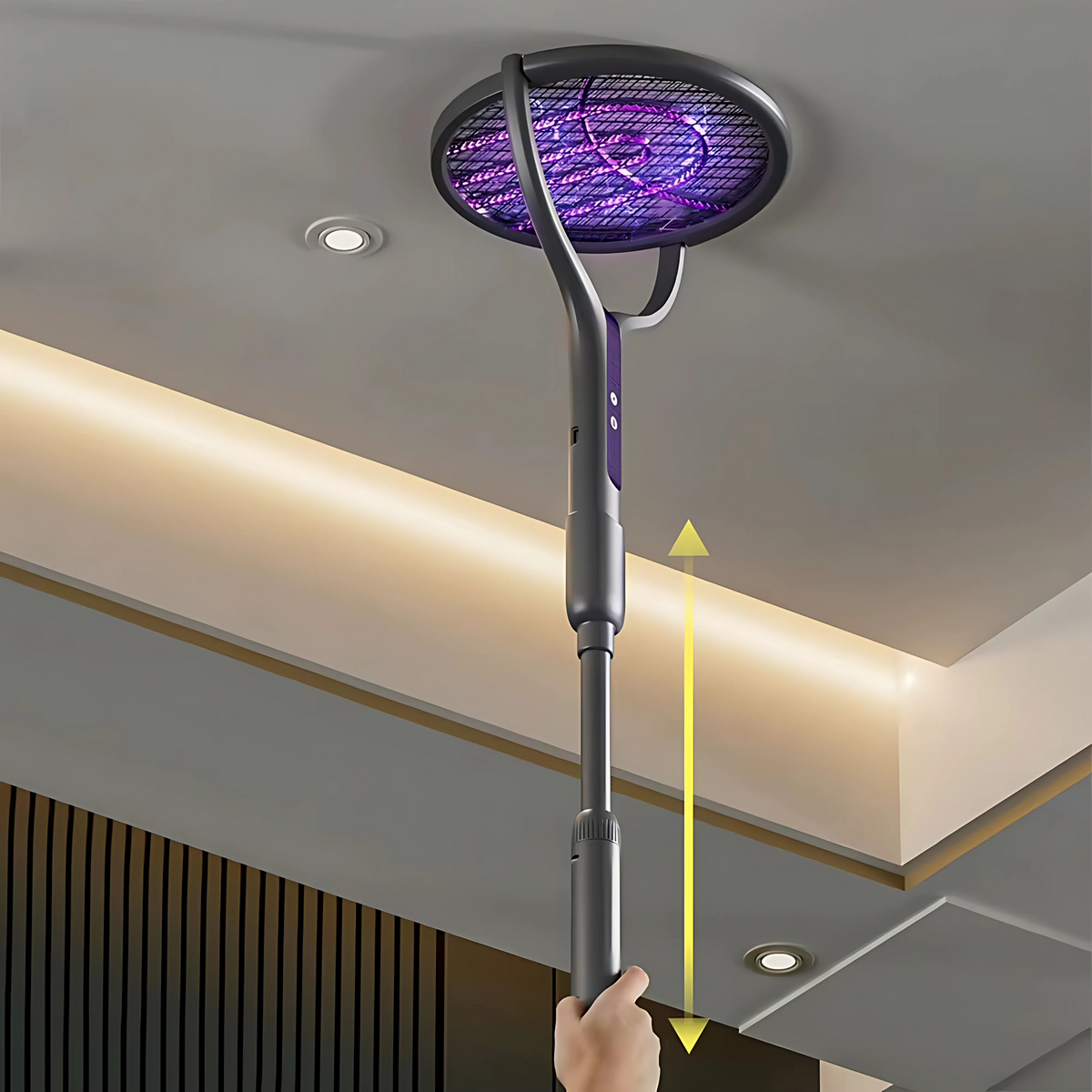 Raquette anti-moustiques électrique 2 en 1 avec lampe UV