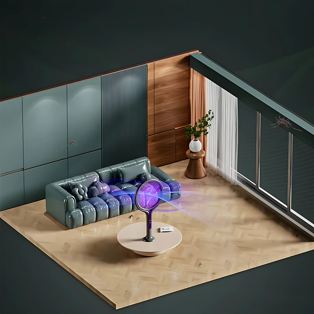 Raquette anti-moustiques électrique 2 en 1 avec lampe UV