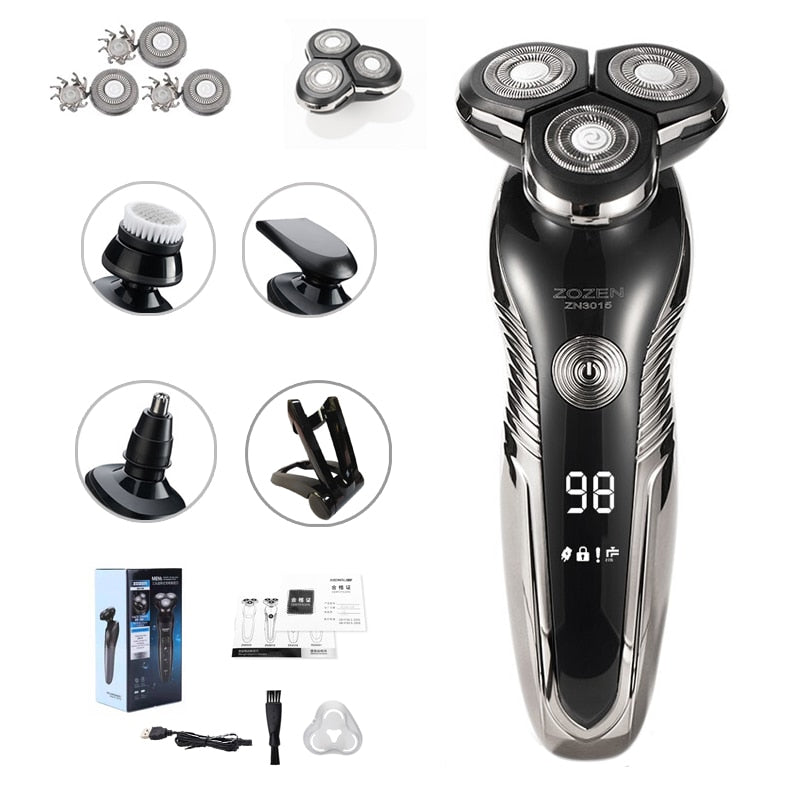 Rasoir électrique rechargeable, sec ou humide, étanche IPX7