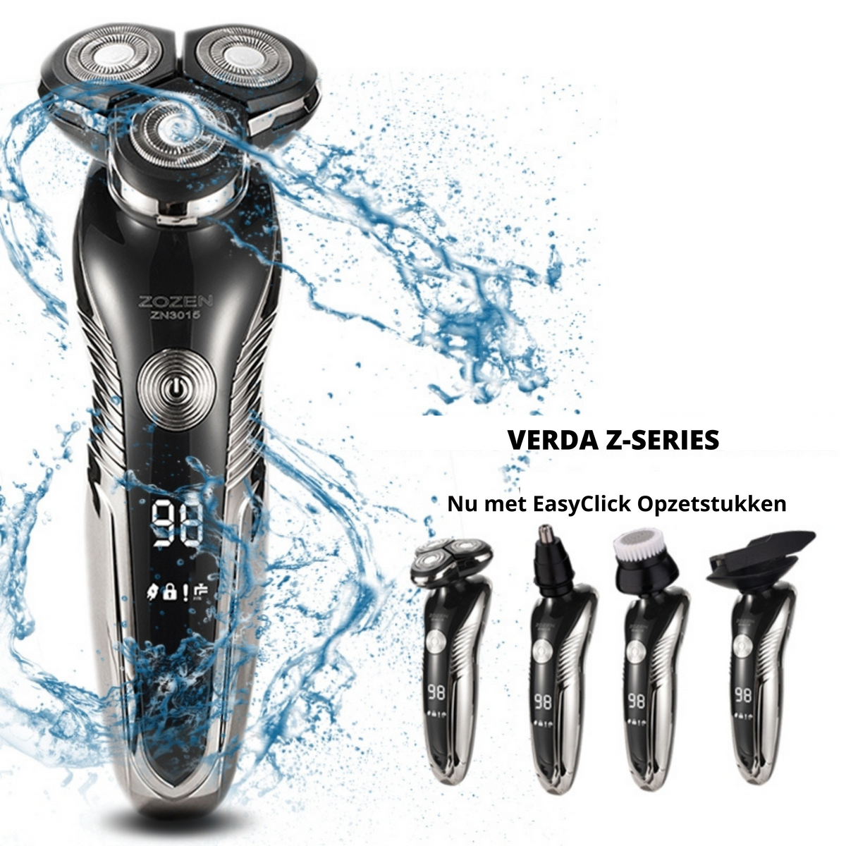 Rasoir électrique rechargeable, sec ou humide, étanche IPX7