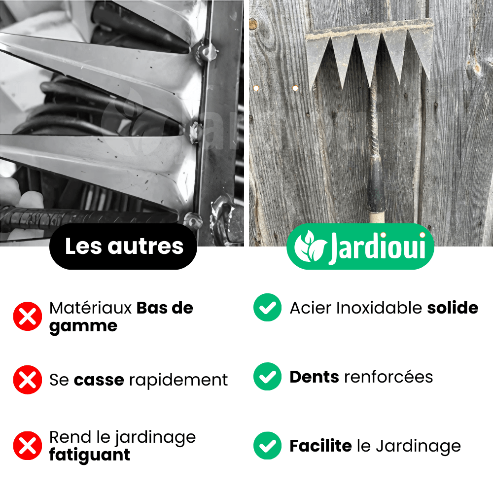 Râteau désherbeur à dents tranchantes, 5, 6 ou 7 dents