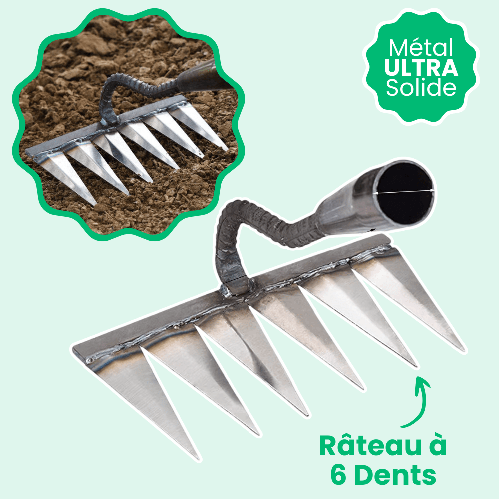 Râteau désherbeur à dents tranchantes, 5, 6 ou 7 dents