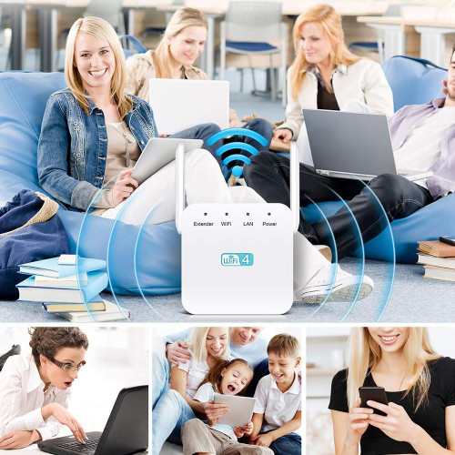 Répéteur WiFi à brancher sur prise, avec antenne, blanc ou noir
