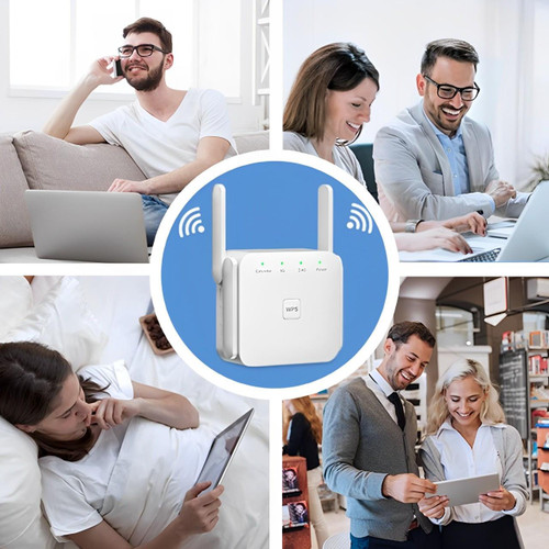Répéteur WiFi à brancher sur prise, avec antenne, blanc ou noir