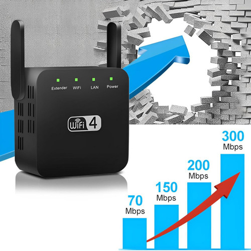 Répéteur WiFi à brancher sur prise, avec antenne, blanc ou noir