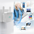 Répéteur WiFi à brancher sur prise, avec antenne, blanc ou noir
