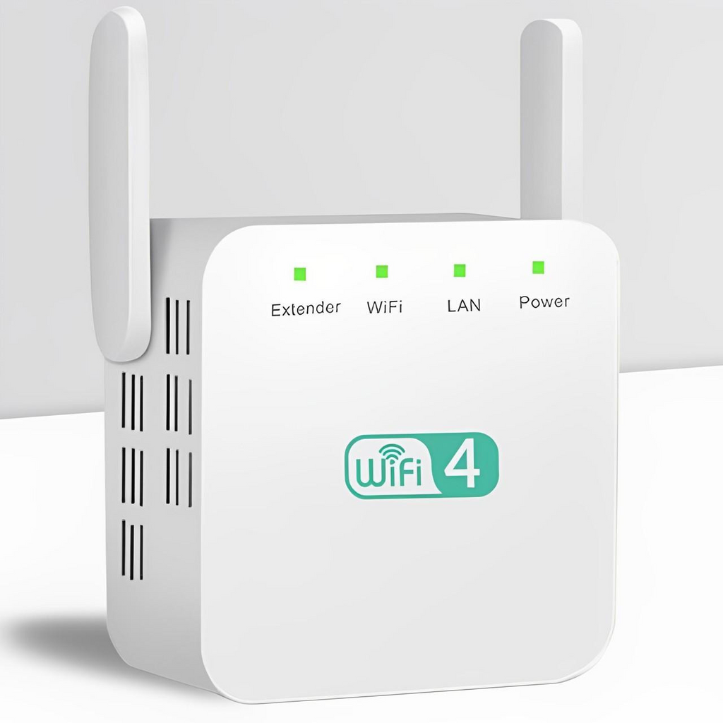 Répéteur WiFi à brancher sur prise, avec antenne, blanc ou noir, blanc