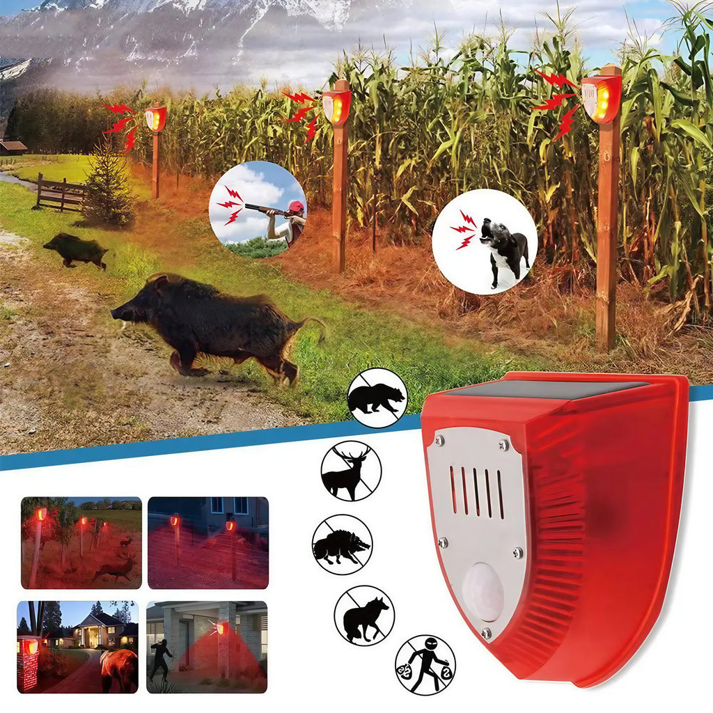 Répulsif animaux solaire à détecteur de mouvement, alarme 129 dB