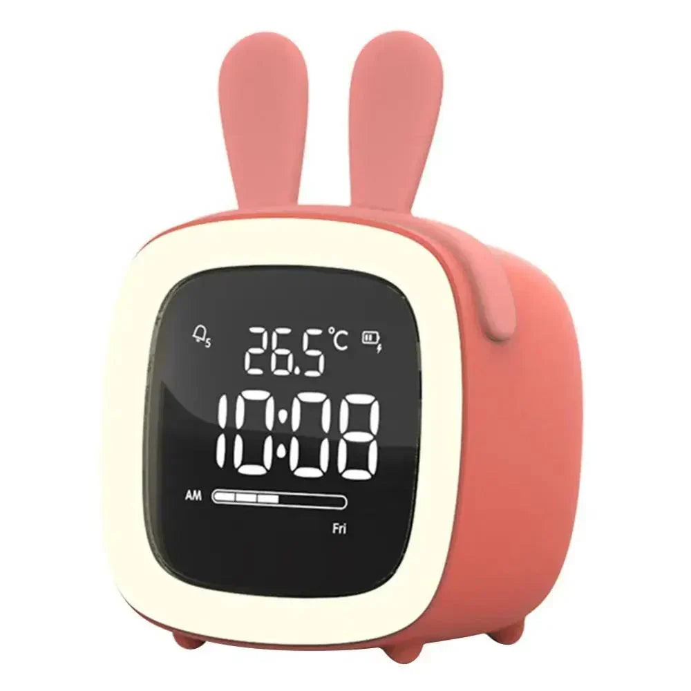 Réveil veilleuse enfant à oreilles, écran LED, rechargeable