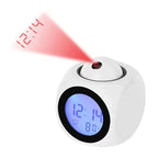Réveil numérique LED avec projection de l'heure au plafond, blanc