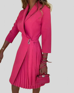 Robe blazer femme à manches longues, unie ou à motifs, rose