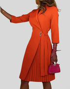 Robe blazer femme à manches longues, unie ou à motifs, orange