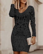 Robe moulante de soirée femme à manches longues, noir ou blanc, noir