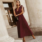 Robe longue bohème femme à volants, taille ceinturée, six coloris
