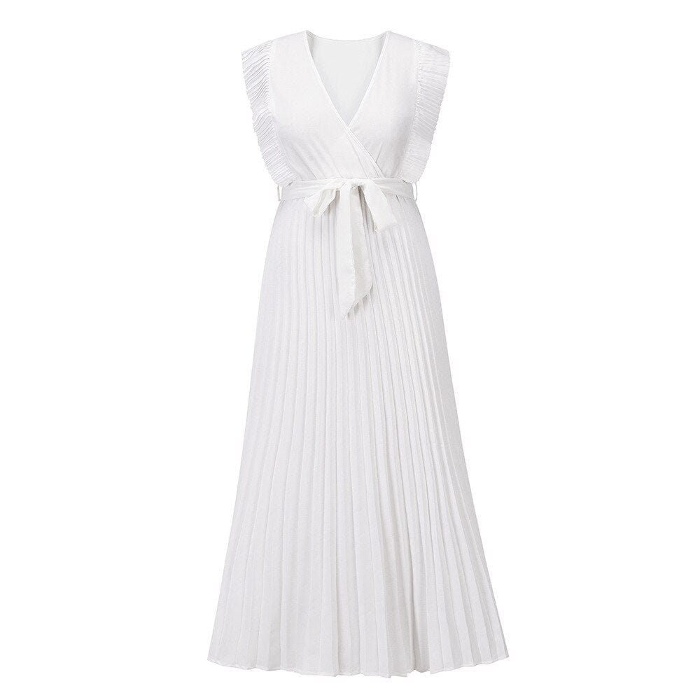 Robe longue bohème femme à volants, taille ceinturée, six coloris