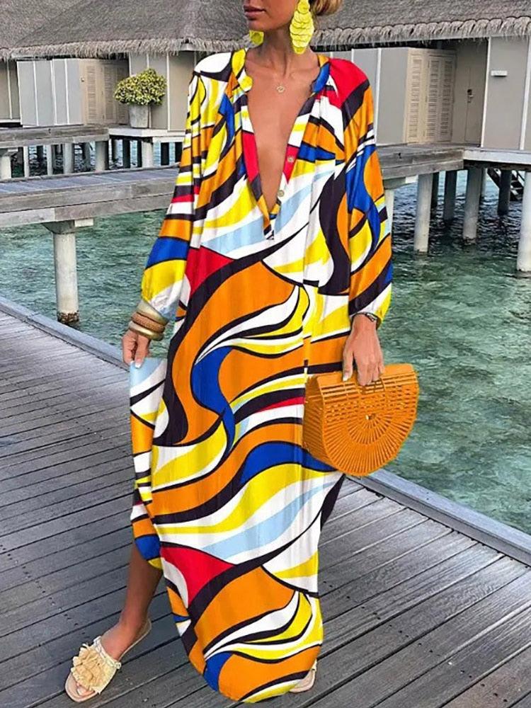 Robe bohème femme fluide, six coloris, du S au 2XL, jaune