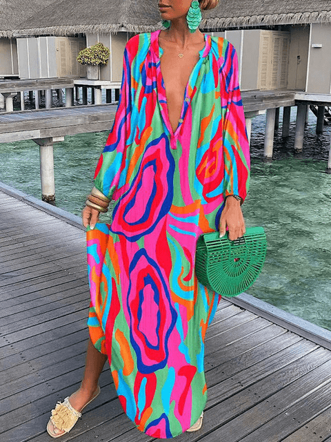 Robe bohème femme fluide, six coloris, du S au 2XL, imprimé fleuri