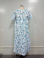 Robe bohème d'été col V à imprimé fleuri, manches courtes