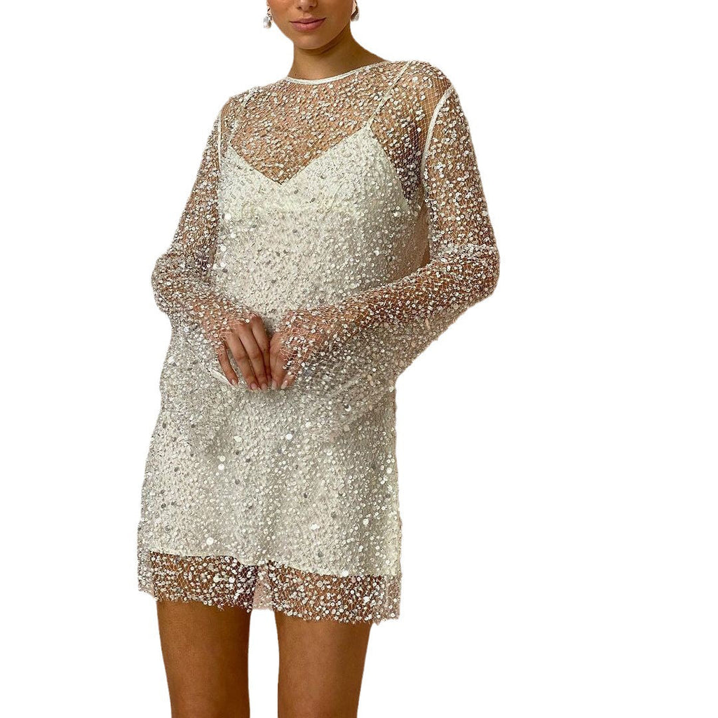 Robe à bretelles d'hiver femme, en blanc ou en noir