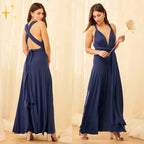Robe cache-cœur femme à manches longues, sept coloris, S au XL, bleu marine