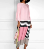 Robe caftan longue à rayures, rose bonbon, du XS au 2XL