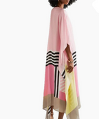 Robe caftan longue à rayures, rose bonbon, du XS au 2XL