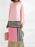 Robe caftan longue à rayures, rose bonbon, du XS au 2XL, rose bonbon