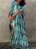 Robe caftan longue femme à manches larges, coupe ample