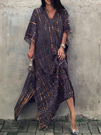 Robe caftan longue femme à manches larges, coupe ample