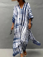 Robe caftan longue femme à manches larges, coupe ample, blanc
