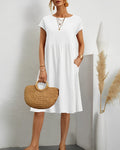 Robe courte femme à manches courtes, huit coloris, du S au 2XL, blanc