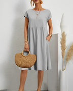 Robe courte femme à manches courtes, huit coloris, du S au 2XL, gris