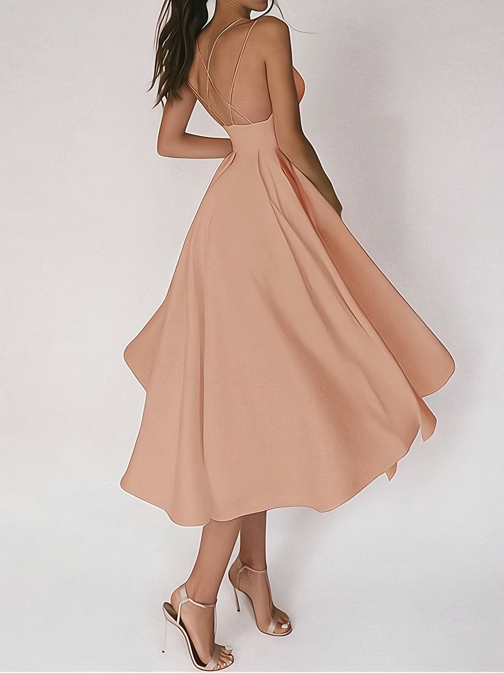 Robe col V femme ajustée, cinq coloris, du S au 2XL, abricot