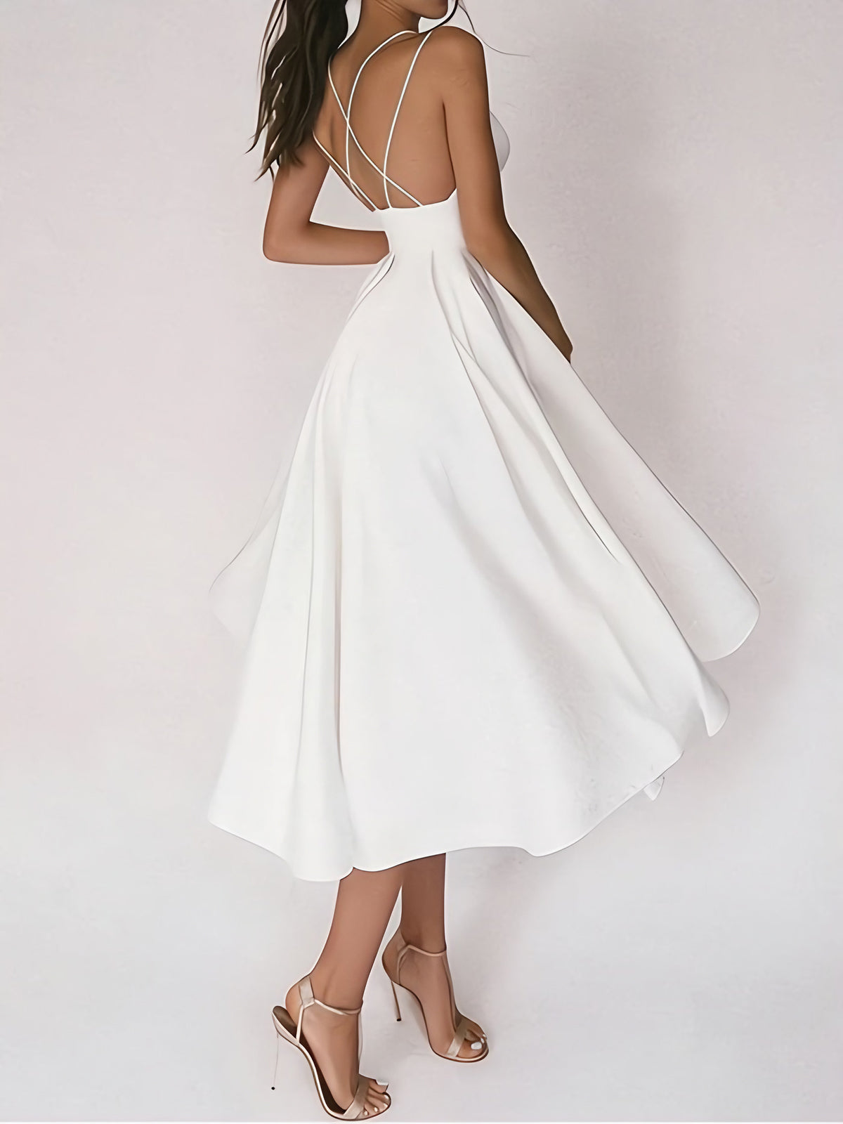 Robe col V femme ajustée, cinq coloris, du S au 2XL, blanc