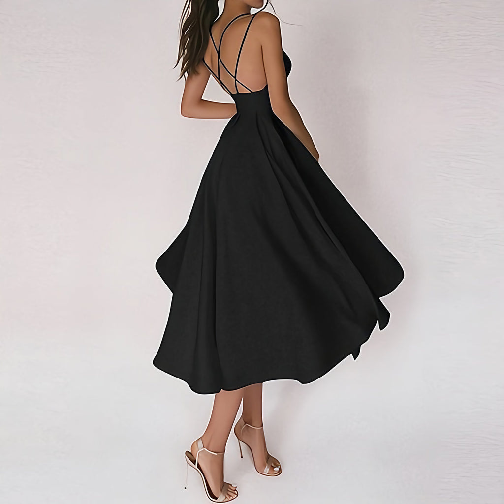 Robe col V femme ajustée, cinq coloris, du S au 2XL, noir
