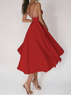 Robe col V femme ajustée, cinq coloris, du S au 2XL, rouge