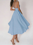 Robe col V femme ajustée, cinq coloris, du S au 2XL, bleu clair