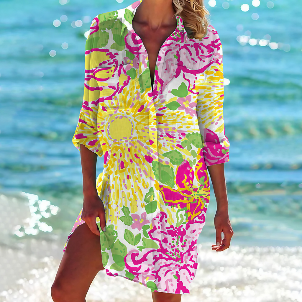 Robe chemise femme à imprimés marins et fleuris, du S au 5XL