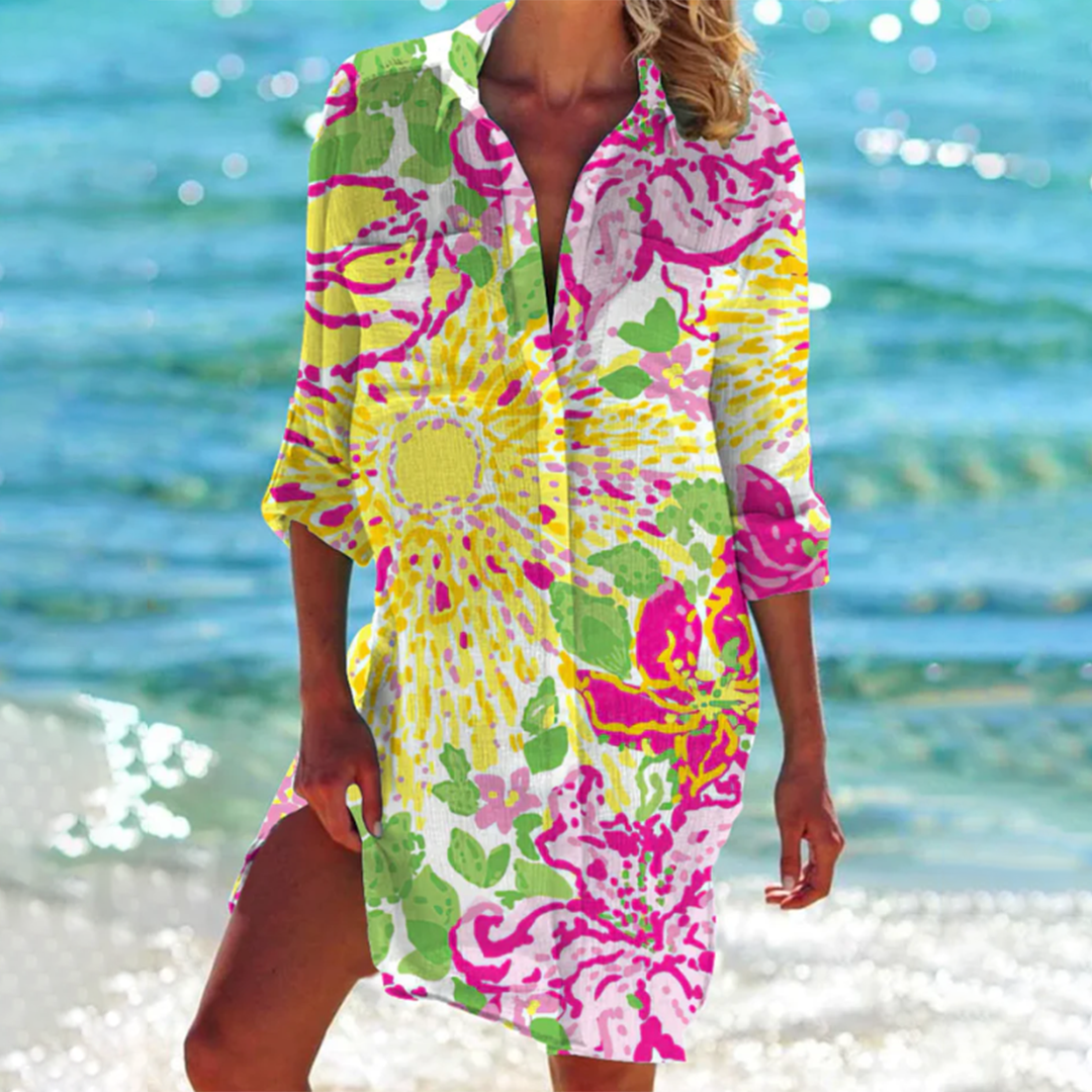 Robe chemise femme à imprimés marins et fleuris, du S au 5XL