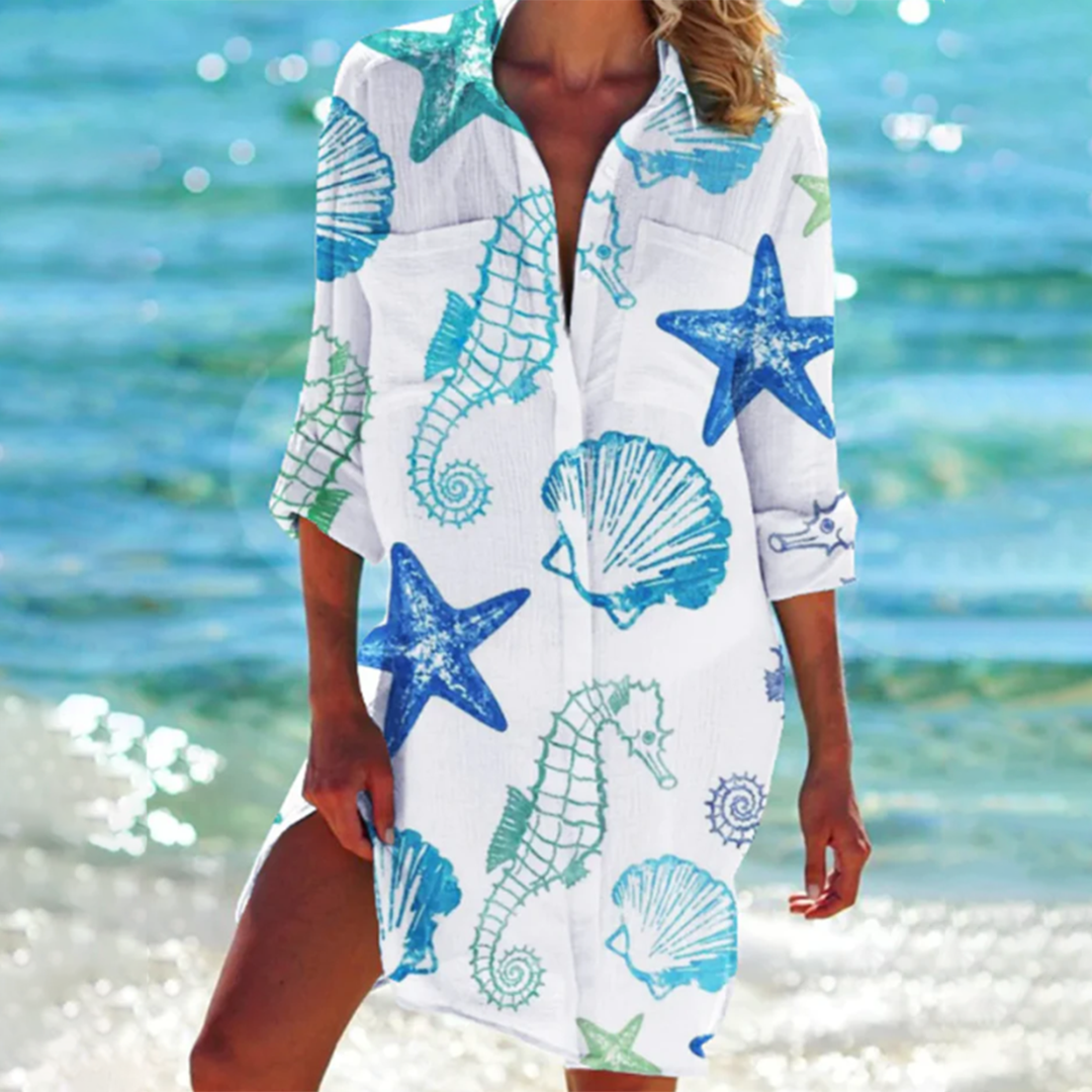 Robe chemise femme à imprimés marins et fleuris, du S au 5XL