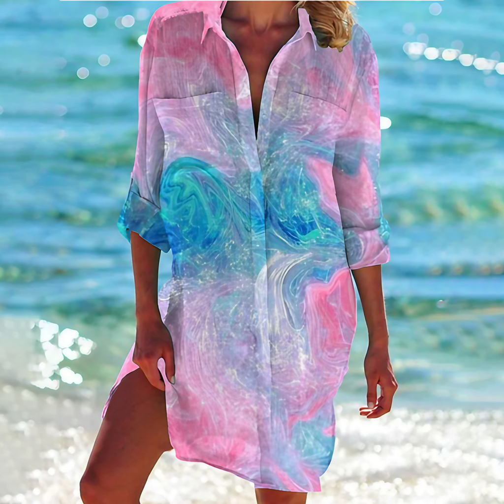 Robe chemise femme à imprimés marins et fleuris, du S au 5XL