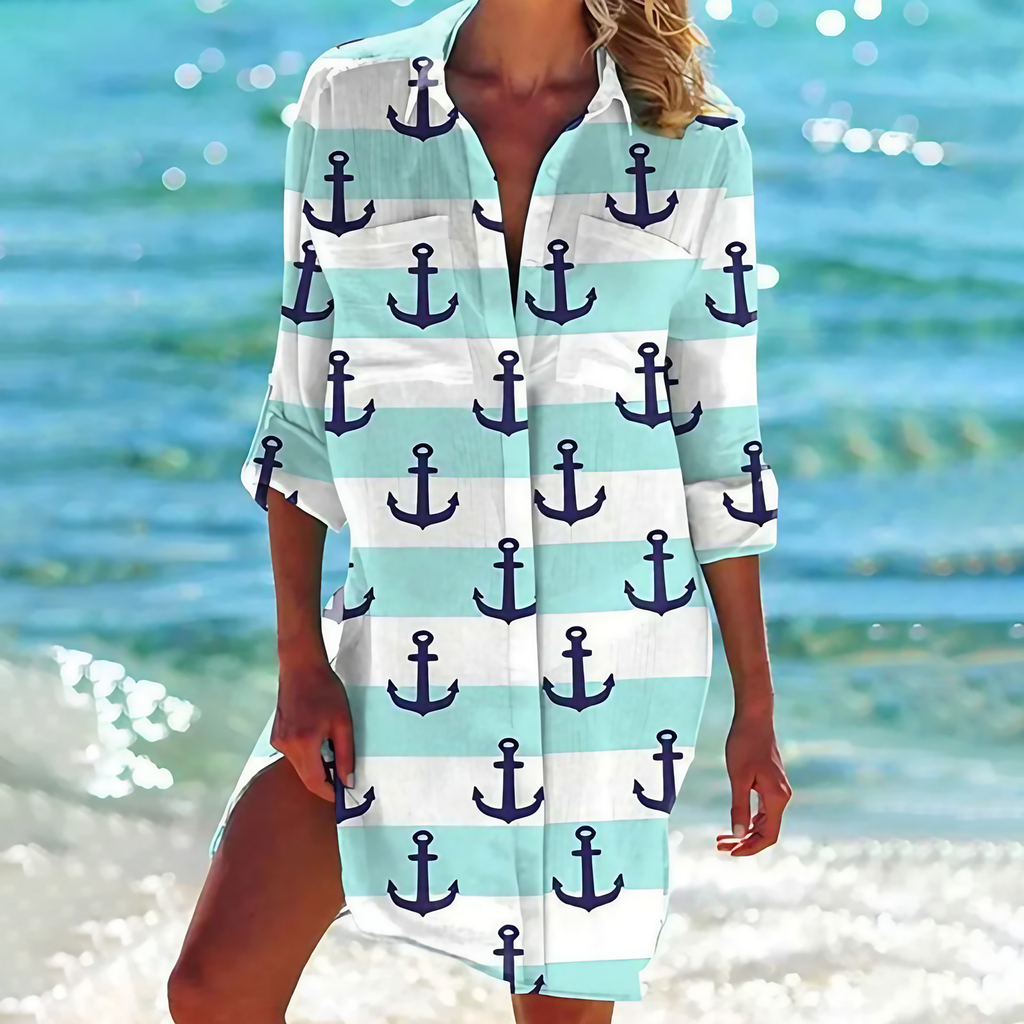 Robe chemise femme à imprimés marins et fleuris, du S au 5XL