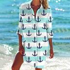 Robe chemise femme à imprimés marins et fleuris, du S au 5XL