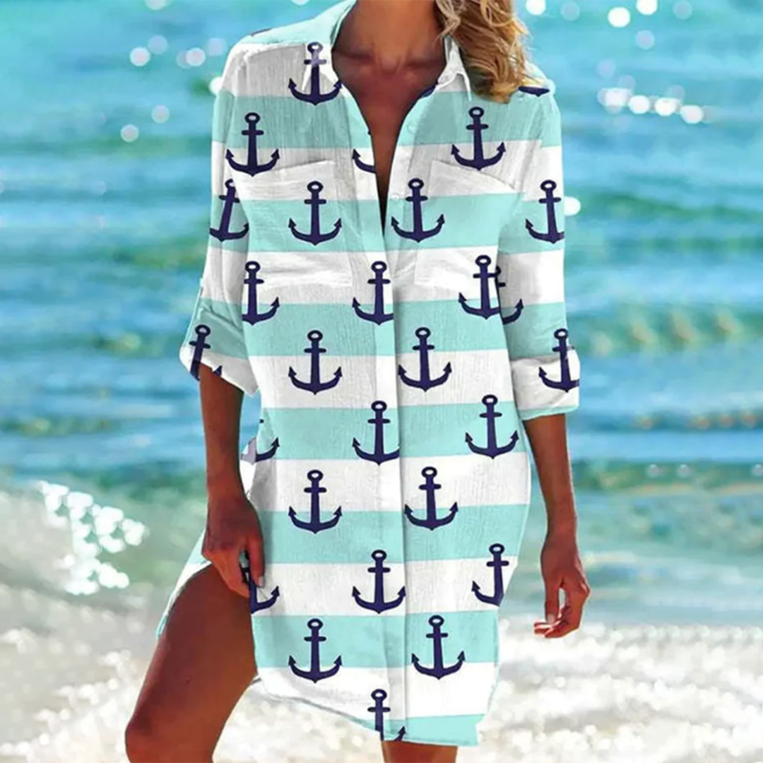 Robe chemise femme à imprimés marins et fleuris, du S au 5XL