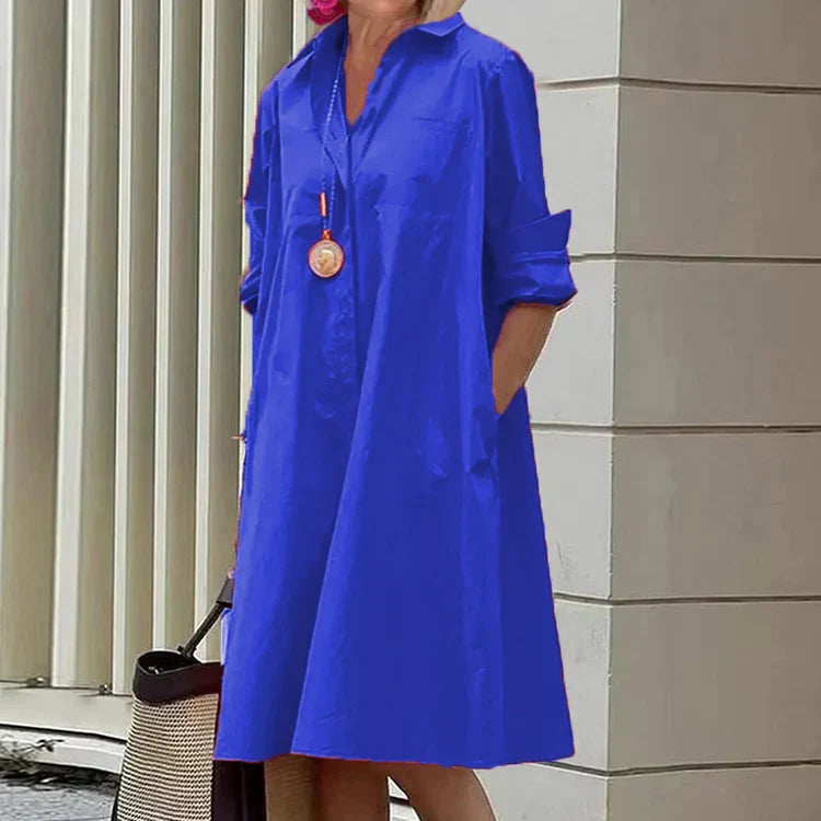 Robe chemise femme à ligne fluide, six coloris, du S au 2XL