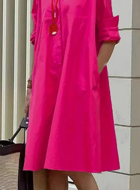 Robe chemise femme à ligne fluide, six coloris, du S au 2XL