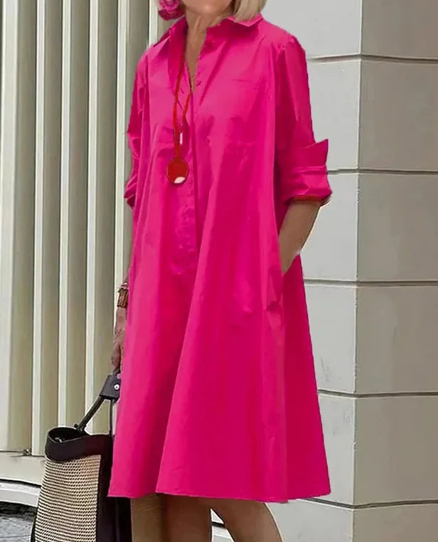 Robe chemise femme à ligne fluide, six coloris, du S au 2XL