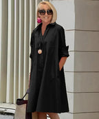 Robe chemise femme à ligne fluide, six coloris, du S au 2XL, noir